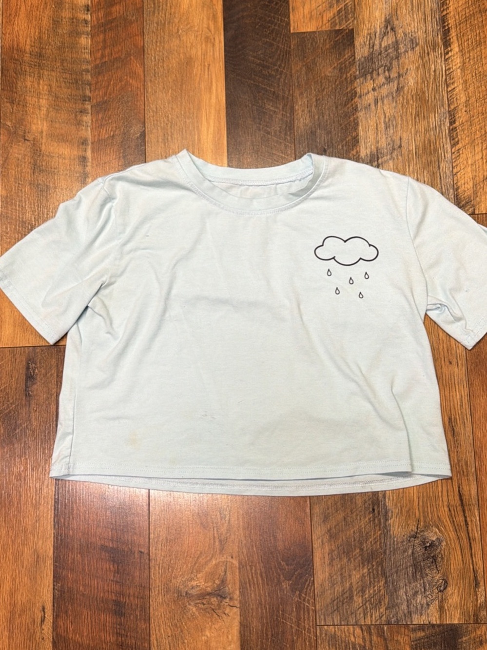 Old Navy Light Blue Crop Top with Cloud Graphic